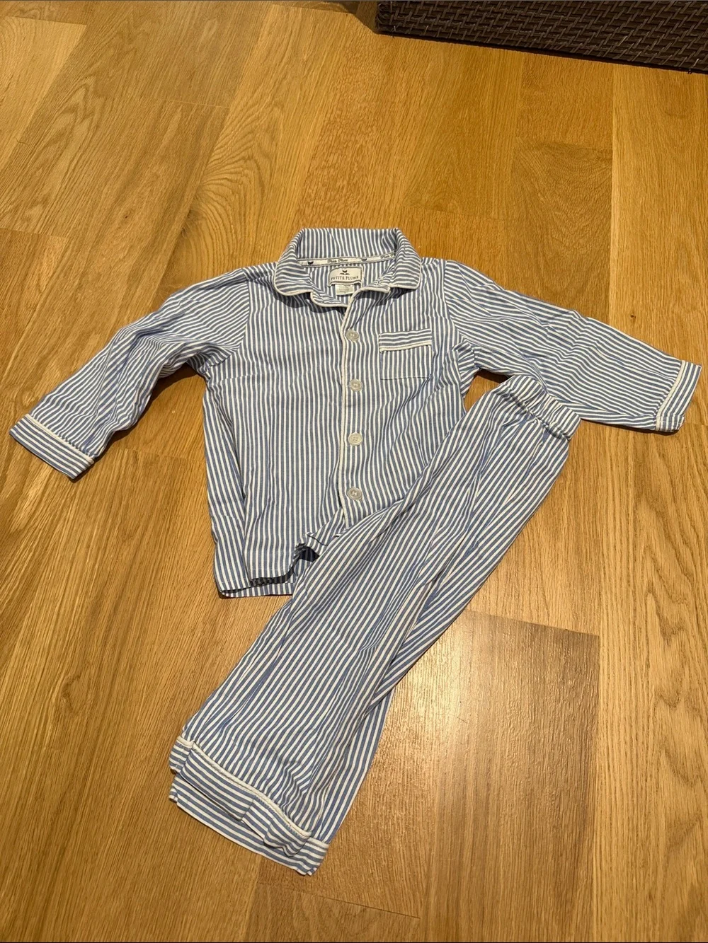 Striped Kids Pajama Set in Light Blue and White - Classic Cotton Sleepwear